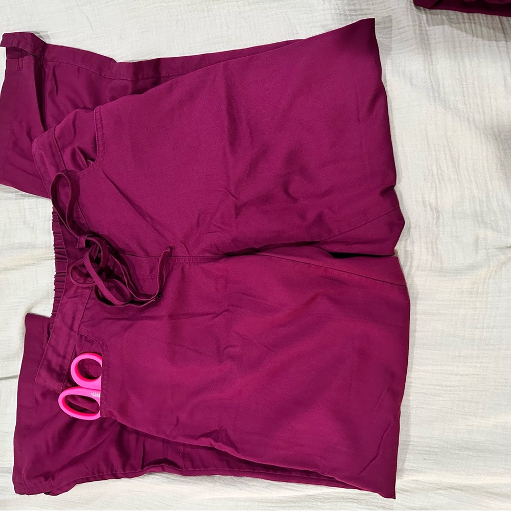 Women's burgundy grey anatomy scrub pants